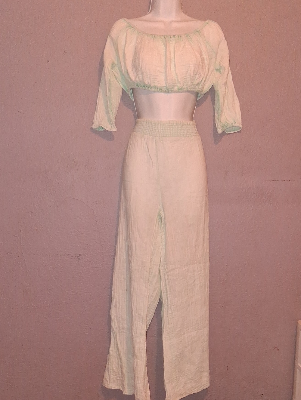 ASOS Light Mint Green Wide Leg High-Waist Pants